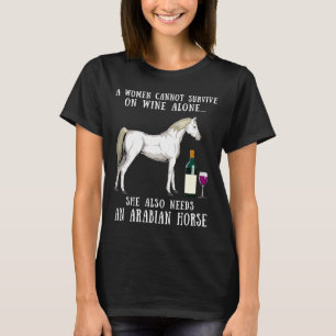 Drink wijn en paardenraces met witte Arabieren T-shirt