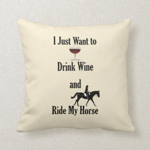 Drink Wijn en Ride My Horse Kussen
