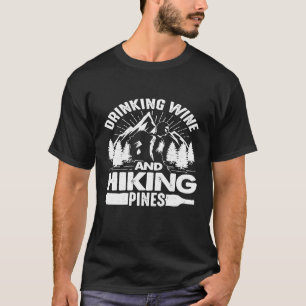 Drink Wijn en Wandeldennen Funny Outdoor Campi T-shirt