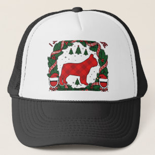 Drink Wijn Franse Bulldog Hond Rood Geruit Kerstfe Trucker Pet