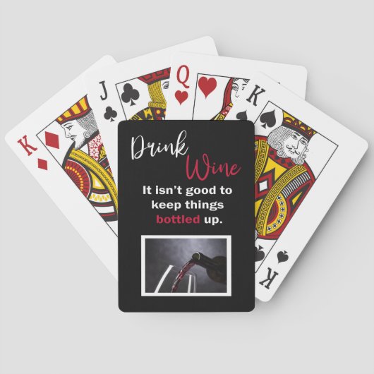 Drink Wijn Grappige Spreuk Persoonlijke Zwarte Pokerkaarten (Achterkant)