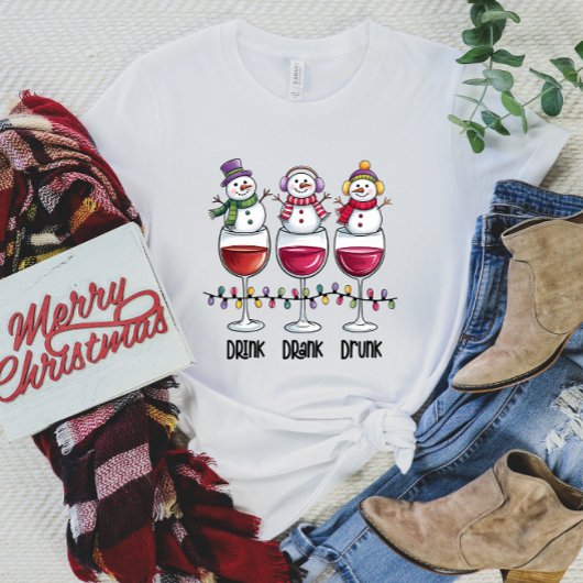Drink Wijn Kerst Vrouwen T-shirt