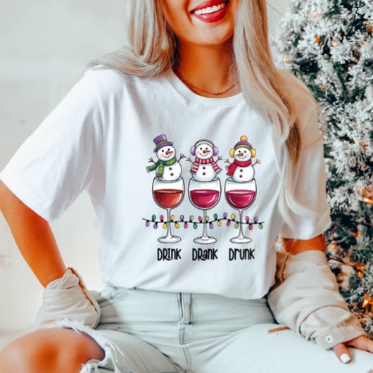 Drink Wijn Kerst Vrouwen T-shirt