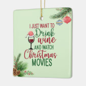 Drink wijn, kerstfilms bekijken, koekjes eten keramisch ornament (Links)