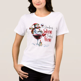 Drink wijngevoel fijn Sneeuwman Drink Wijn Tri-Blend Shirt