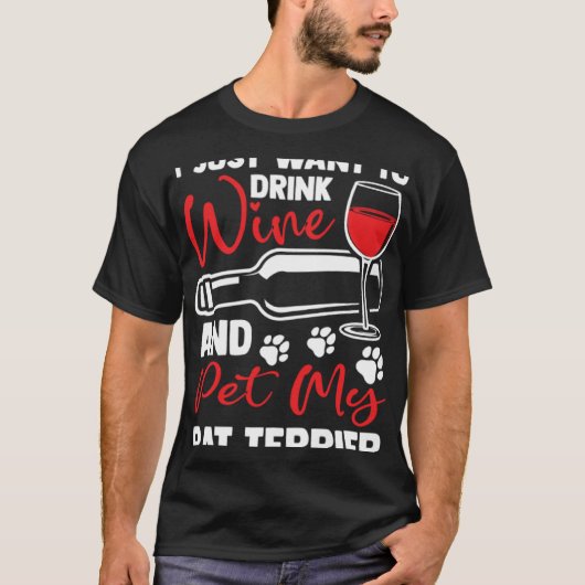 Drink Wine and Pet My Rat Terrier Rattie Humor T-shirt (Voorkant)