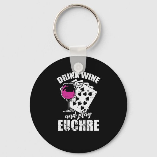 Drink Wine and play Euchre Kartenspiel Sleutelhanger (Voorkant)