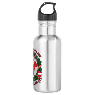Drink Wine Franse Bulldog Hond Rode Plaid Kerstmis Waterfles