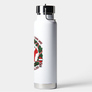 Drink Wine Franse Bulldog Hond Rood Geruit Kerstmi Waterfles