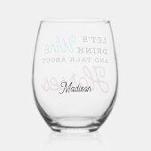 Drink Wine Praten over Paarden Leuke Ruiternaam Wijnglas Zonder Voet (Achterkant)