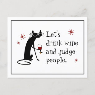 Drink Wine Rechter Mensen Funny Quote met Black Ca Briefkaart