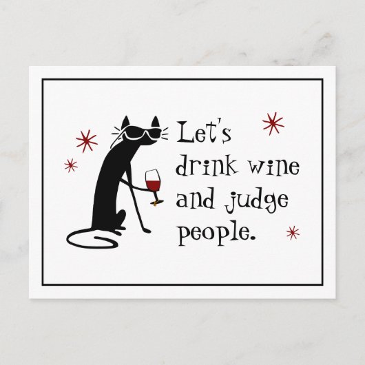 Drink Wine Rechter Mensen Funny Quote met Black Ca Briefkaart (Voorkant)