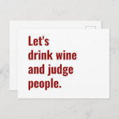 Drink Wine Rechter People Funny Quote Briefkaart (Voorkant / Achterkant)