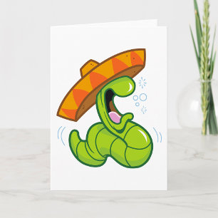 Drink worm met Sombrero Mexican Party Kaart