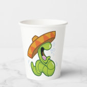 Drink worm met Sombrero Mexican Party Papieren Bekers (Voorkant)