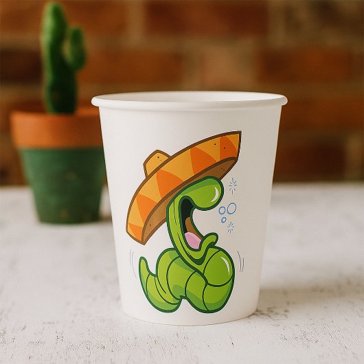 Drink worm met Sombrero Mexican Party Papieren Bekers