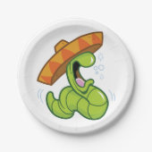 Drink worm met Sombrero Mexican Party Papieren Bordje (Voorkant)