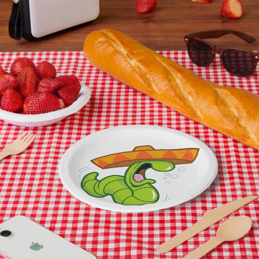 Drink worm met Sombrero Mexican Party Papieren Bordje