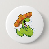 Drink worm met Sombrero Mexican Party Ronde Button 7,6 Cm (Voorkant)