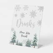 Drink, zilveren baby shower, winterbord reclamebord met voetstuk (Voorkant)
