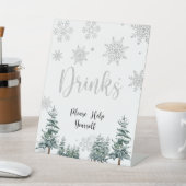 Drink, zilveren baby shower, winterbord reclamebord met voetstuk (Insitu)