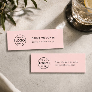 Drinkbon Roze Bedrijfsfeest Event Logo Kaart Mini Visitekaartje