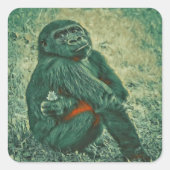 Drinken aap vierkante sticker (Voorkant)