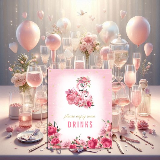 Drinken Baby shower Roze flamingo Ballerina Poster