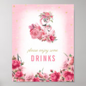 Drinken Baby shower Roze flamingo Ballerina Poster (Voorkant)
