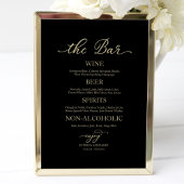 Drinken Bar Gold Calligraphy Black Wedding Sign Poster