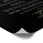 Drinken Bar Gold Calligraphy Black Wedding Sign Poster (Hoek)