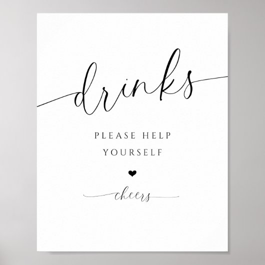 Drinken Bar Modern Elegant Vrijgezellenfeest Teken Poster (Voorkant)