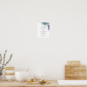 drinken   bar Paarse en blauwgroen florale bruilof Poster (Keuken)