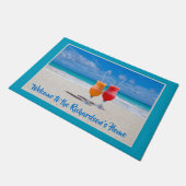 Drinken Beach Sand Ocean Uitzicht Welcome Doormat Deurmat (Schuin)
