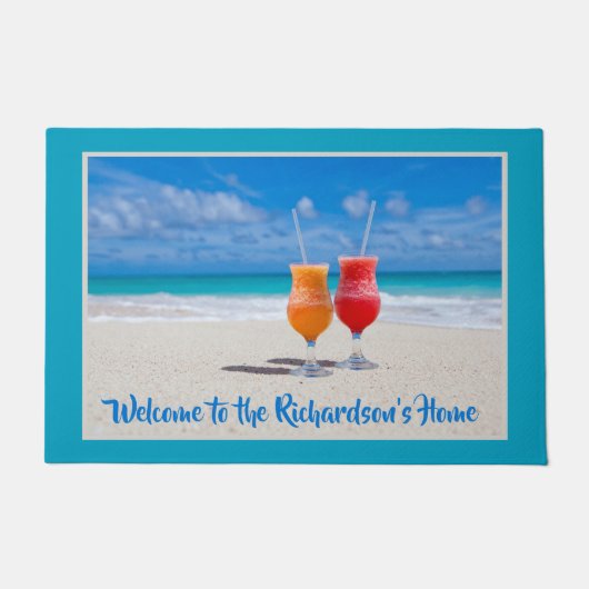 Drinken Beach Sand Ocean Uitzicht Welcome Doormat Deurmat (Voorkant)