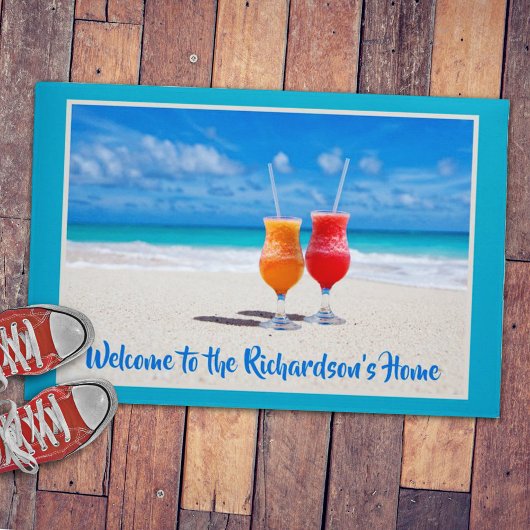 Drinken Beach Sand Ocean Uitzicht Welcome Doormat Deurmat