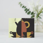 Drinken Beverages Koffiepot met bekertjes Briefkaart (Staand voorkant)