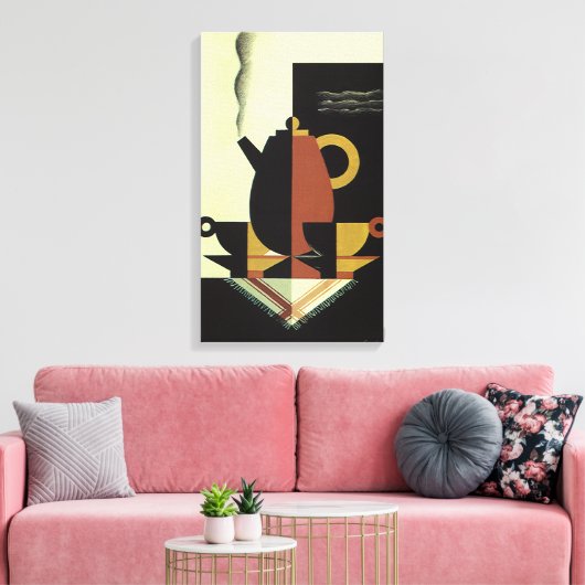  Drinken Beverages Koffiepot met bekertjes Canvas Afdruk (Insitu (Woonkamer))