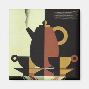  Drinken Beverages Koffiepot met bekertjes Magneet