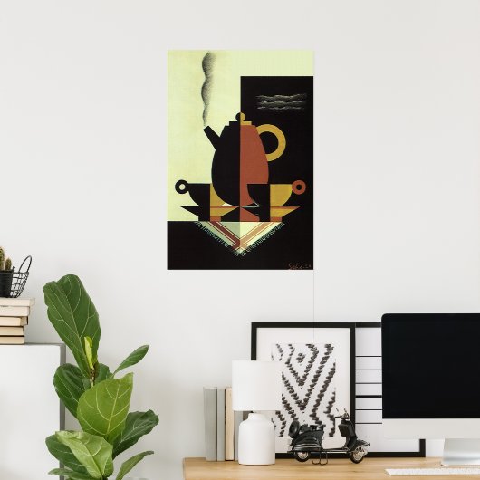  Drinken Beverages Koffiepot met bekertjes Poster (Thuiskantoor)