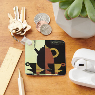 Drinken Beverages Koffiepot met bekertjes Sleutelhanger