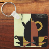  Drinken Beverages Koffiepot met bekertjes Sleutelhanger (Voorkant)