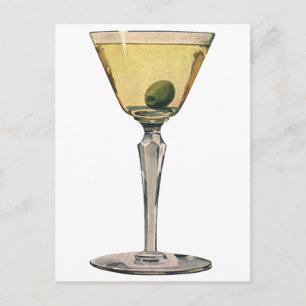 Drinken Beverages, Martini Olive Cocktail Briefkaart