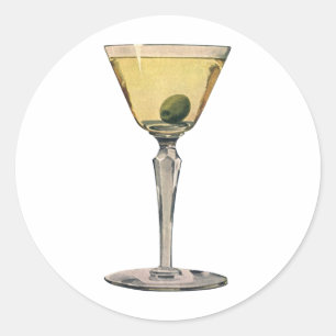  Drinken Beverages, Martini Olive Cocktail Ronde Sticker