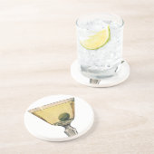  Drinken Beverages, Martini Olive Cocktail Zandsteen Onderzetter (Zijkant)