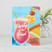 Drinken bij het zwembadfeest kaart (Staand voorkant)