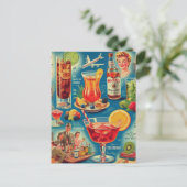  Drinken Cocktails Illustratie Briefkaart (Staand voorkant)