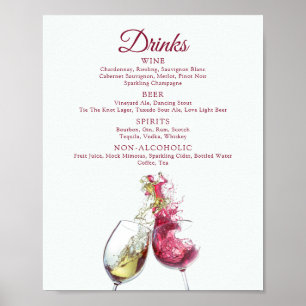Drinken Elegant Red en White Wine Dance Wedding Poster