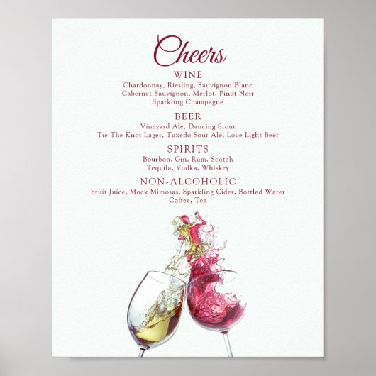 Drinken Elegant Red en White Wine Dance Wedding Poster (Voorkant)