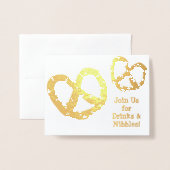 Drinken en blaasjes - Golden Pretzel - Pas aan Folie Kaarten (Voorkant met envelop)